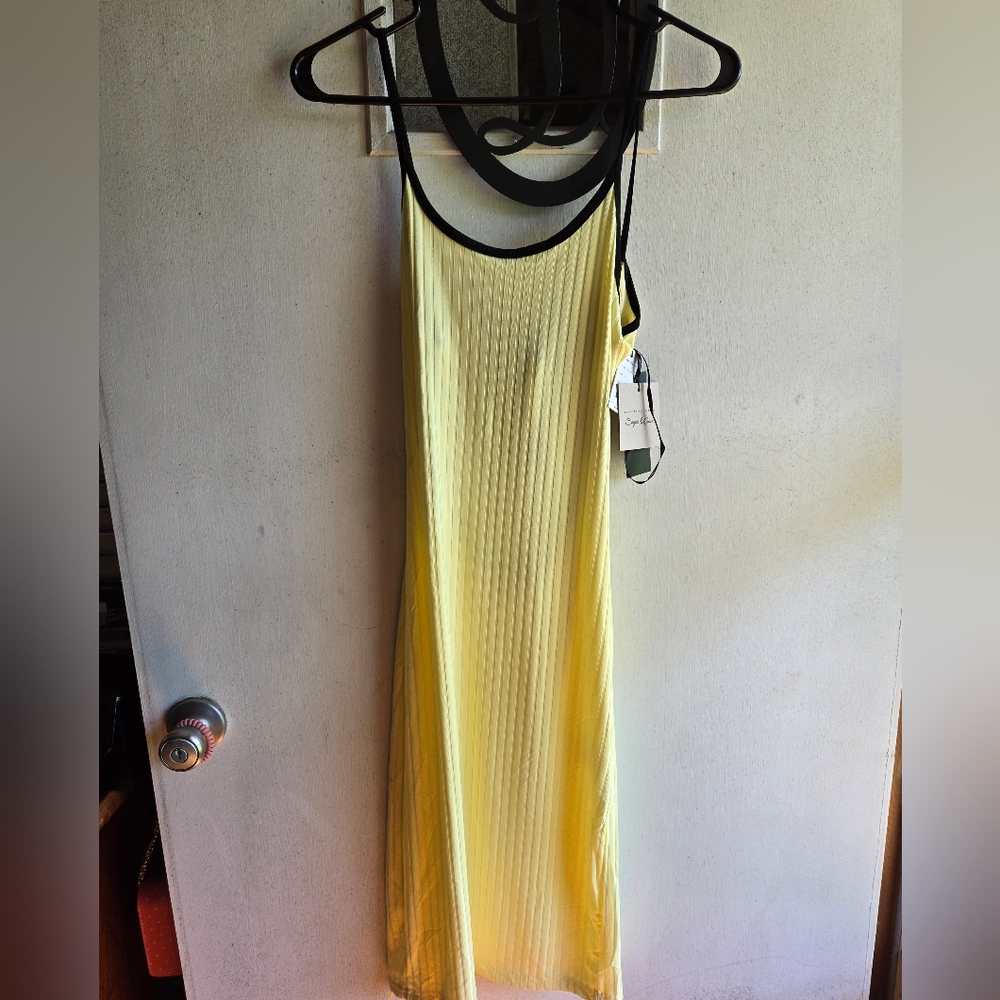 Sugar & Cream Boutique Yellow Sleeveless Ribbed Dress NWT